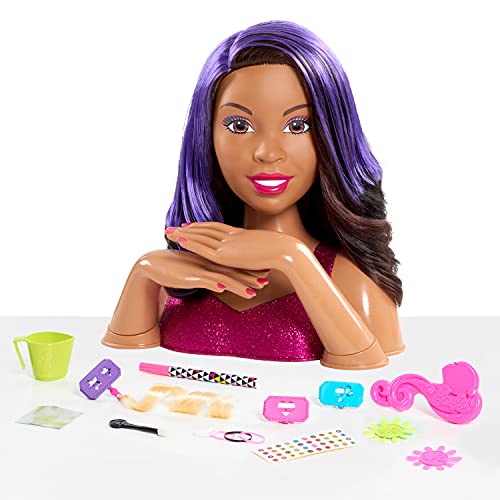 Barbie Fip & Reveal Deluxe Styling Head, Black Hair, by Just Play