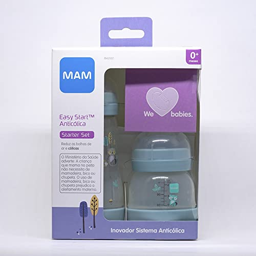 Mamadeira MAM Anticólica - Easy Start - Starter Set - Mamadeiras 130ml e 260ml - Azul