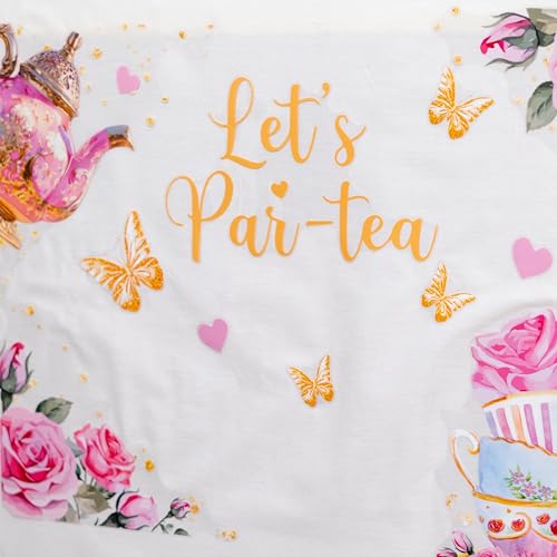 Vinilo decorativo Let's Par-Tea con rosas y mariposas miniatura 6