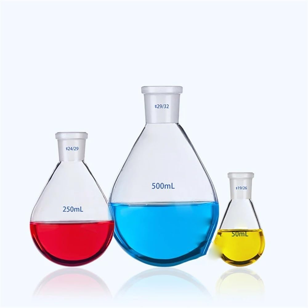 Cristalería de Laboratorio Matraz de vidrio de laboratorio de 50 ml a 2000 ml, n.° 19, n.° 24, n.° 29, boca esmerilada estándar, fondo ovalado.(2000ml celiber29)