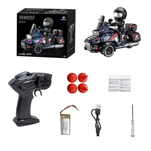 NULA 1/43 RC Drift Trike Moto 3WD Racing Voiture Véhicule avec éclairage LED Contrôle proportionnel Type C Charge pour les amateurs de Drift -KF35/bleu