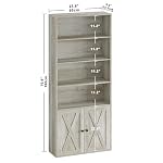 IRONCK Industrial Bookshelves and Bookcases with Doors Floor Standing 6 Shelf Display Storage Shelves 70 in Tall Bookcase for Home Office, Living Room - Image 3