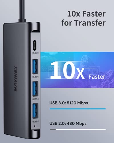 USB-C-Hub-9-in-1-MAVINEX-4K-HDMI-USB-C-Docking-Station-100W-Power-Delivery-5Gbps-USB-C-Data-Port-3-USB-30-Ports-MicroSDTF-1Gbps-Ethernet-Adapter-for-MacBook-Dell-XPS-More-Type-C-Devices