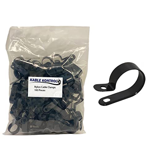 Kable Kontrol Nylon Cable Clamps – 1-1/2” Diameter – 100 Pcs/Pack – Black – Nylon 6-6 – R-Type Cable Clamps – Cable Organizer – Plastic Wire Clamps #TOP23