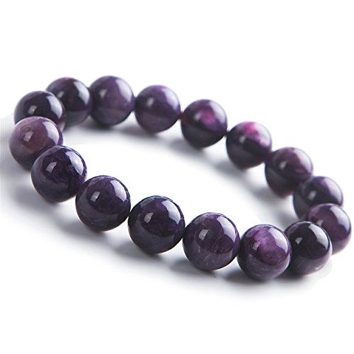Charoite naturelle bracelet élastique 13mm contre le stress quotidien en perles de cristal de gemme