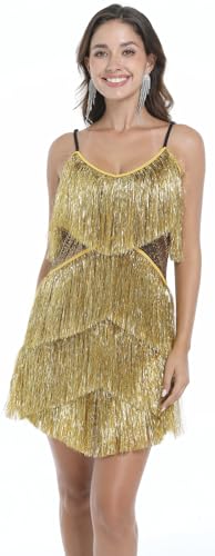 Image of Women Flapper Dresses 1920s V Neck Beaded Fringed Great Gatsby Club & Night Out Dresses