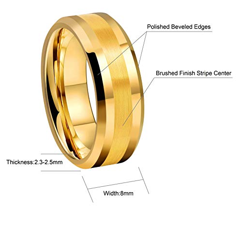 CROWNAL 6mm 8mm 10mm Silver/Gold Tungsten Carbide Wedding Band Ring Engraved I Love You Men Women Brushed Strip Beveled Edge Size 4 To 174