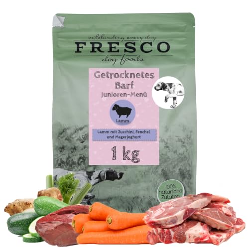 FRESCO Dog TrockenBarf für Hunde Junior Lamm 1kg | Für Welpen und Junghunde