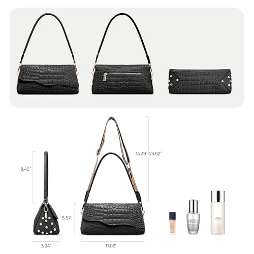 Image of BOYATU Genuine Leather Shoulder Bag Women: Handmade Crocodile Pattern Purse