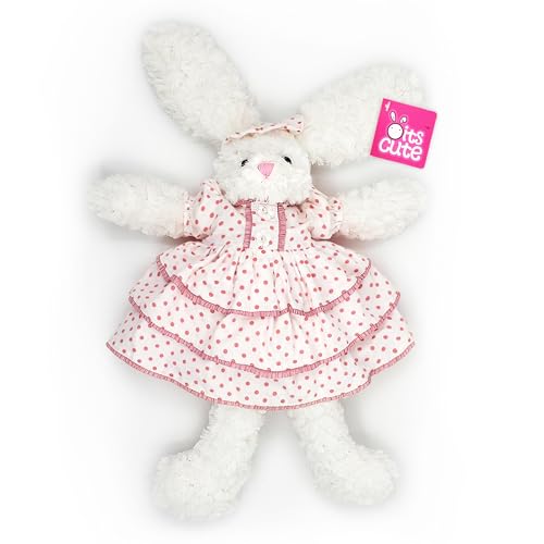 oits cute Floppy Bunny Stuffed Animals in Dress for Baby Girls Plush Toys 18 Inch (Pink Polka-dot Dress) - image 7