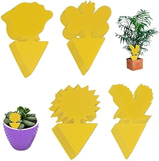 Jaspond 10 Pcs Fungus Gnats Killer, Dual-Sided Sticky Fruit Fly Trap Yellow Sticky Traps, Non-Toxic Bug Sticky Trap with Hanging Wire for Indoor and Outdoor