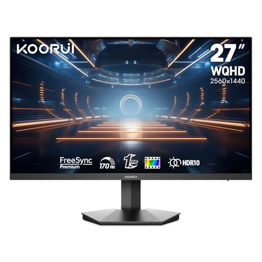 KOORUI 27 Inch Gaming Monitor, QHD(2560 * 1440) Vertical Rotating Computer Monitors, 144Hz/170Hz, IPS, 1ms, HDR 400, FreeSync & G-Sync Compatible, 2X HDMI & DisplayPort 2K Monitor, Height Adjustable