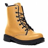 Maimeili Women Solid Color Ankle Boots with Gradient Color-blocked Lace-up Stylish Colorful Casual Platform Leather Combat Booties Travel Everyday Party Halloween Christmas