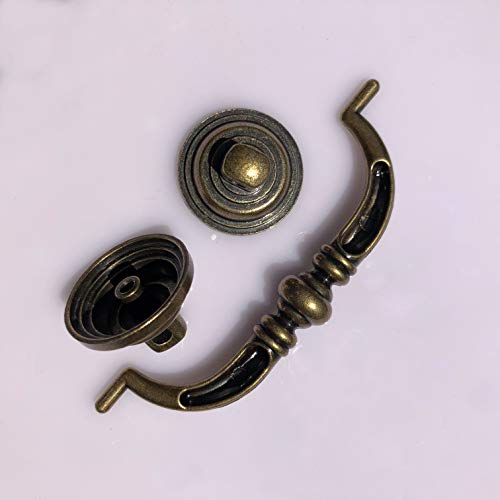 MuDuJia 10-Pack 3 1/2" C-C Shabby Chic Drawer Pulls Handles Antique Bronze Kitchen Cabinet Drop Bail Pulls Handles (10, 3.5" Hole Center/Antique Brozne) - Image 4