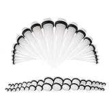 WBRWP 36pcs Ear Stretching Expander kit Set - Acrylic Tapers and Plugs with Double O-Ring Ear Expander Gauges Stretcher Body Piercing Jewelry 14g-00g Glow in dark set