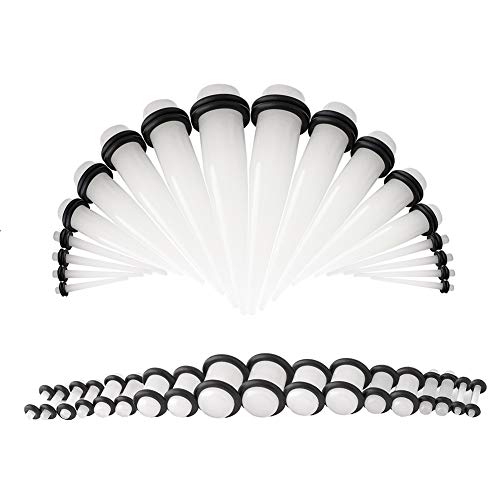 WBRWP 36pcs Ear Stretching Expander kit Set - Acrylic Tapers and Plugs with Double O-Ring Ear Expander Gauges Stretcher Body Piercing Jewelry 14g-00g Glow in dark set