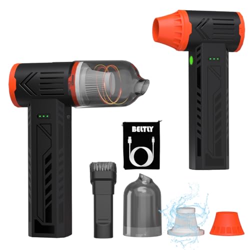 Tool-Grade Electric Air Duster, Rechargeable Handheld Blower with 180,000 Super Power Brushless Motor, 2-in-1 Blow & Vacuum Cleaner, Cordless Leaf Blower for Car Drying, Home, Patio Cleaning (Black)