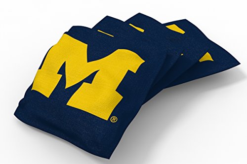Wild Sports NCAA College Michigan Wolverines Blue Authentic Cornhole Bean Bag Set (4 Pack)