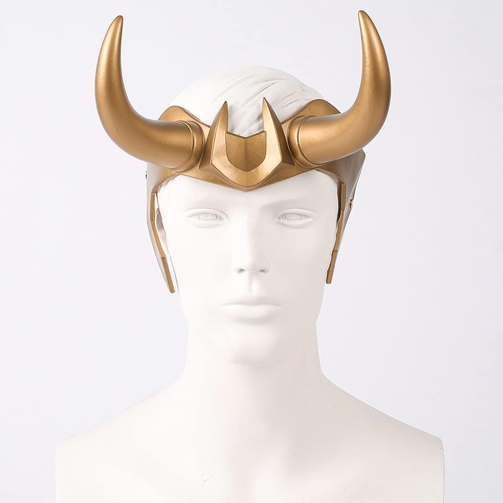 Superhero Helmet with Horns, 2021 TV Series Movie Thor Ragnarok Norse Mythology Mask Cosplay Halloween Costume Party Props (L0KI Crown) | For Men and Women, Hard PVC Construction, Secure Elastic Band, Open-Face Horn Design, Carnival and Costume Parties