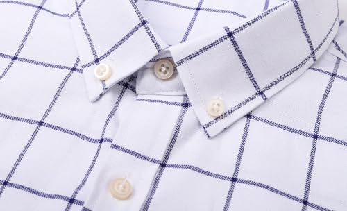 Image of SANGTREE Men & Boy Striped Multicolor Oxford Cotton Shirt,Comfortable Fit,Short Sleeve Collared Shirt