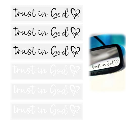 Image of 6 Pcs Trust in God Rearview Mirror Stickers, 4 inch Waterproof High-Adhesion Christian Mirror Decals, Daily Commute Car Interior Faith-Based Decor for Inspirational Road Trip Personalizing