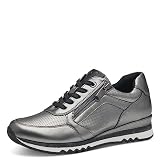 MARCO TOZZI Damen Sneaker flach aus Kunstleder mit Schnürsenkeln und Reißverschluss, Silber (Gun Metal), 40