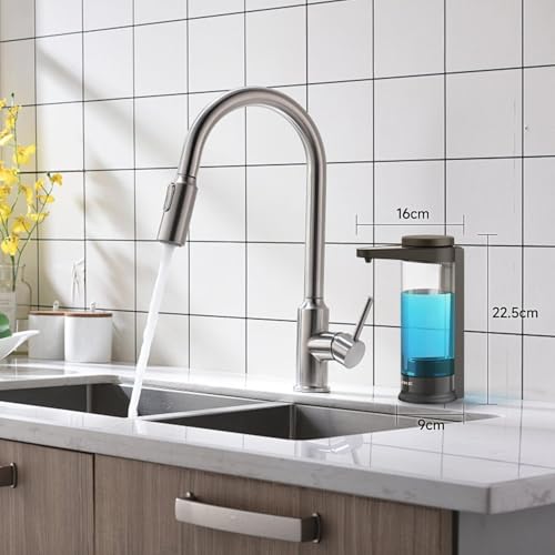 AIKE 500ml Distributeur de Savon Liquide Automatique Rechargeable sans Contact Fixation Murale Noire – vue 2