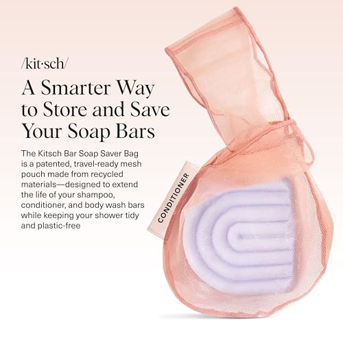 Kitsch Soap Saver Bag – Patented Mesh Bag Soap Holder - Terracotta | for Shampoo and Conditioner Bars – Extends Use & Prevents Soggy Mess – Recycled Beauty Mesh Pouch, Eco-Friendly - image 2