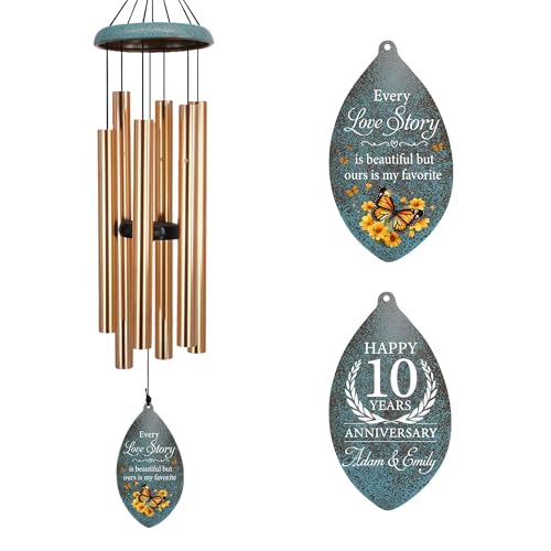 Image of ASTARIN Personalized 20th 50th Anniversary Wind Chime, Happy Anniversary Wedding Valentine's Day Gift for Wife Husband Men Women Sister, Golden Anni Keepsake for Parents Couples