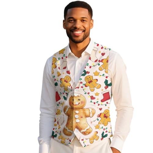 Mens Waistcoat V Christmas Vest Men's Christmas Vest Slim Fit Mens
