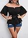 SCOMCHIC Women's Plus Size Off The Shoulder Peplum Blouse Top Half Bell Sleeve Tie Waist Ruffle Hem Babydoll Tops Black