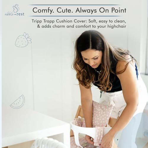 Image of Nibble and Rest Cushion for Stokke Tripp Trapp High Chairs, Soft Padded Seat & Backrest, Baby Set Compatible, Wipeable, Machine Washable, Easy to Clean, Stylish Print(Daisy)