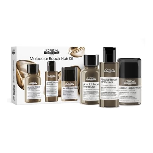 L'OREAL PROFESSIONNEL - Kit Voyage Absolut Repair Molecular - Shampoing (100ml) + Masque (75ml) + Masque Leave-in (100ml) - Répare 2 Ans de Dommages en Une...