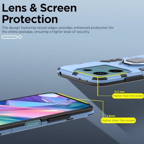 Image of Pikkme Redmi Note 13 5G Back Cover | D5 Tough Armor Bumper | 360 Protection Case | Ring Holder Stand Case for Redmi Note 13 5G (Blue)