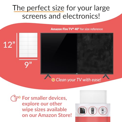 iCloth 70% Isopropyl Alcohol XL Screen and Electronics Wipes, Lint-Free, Streak-Free, Fast-Drying, Removes Dust and Fingerprints (24 Wipes)