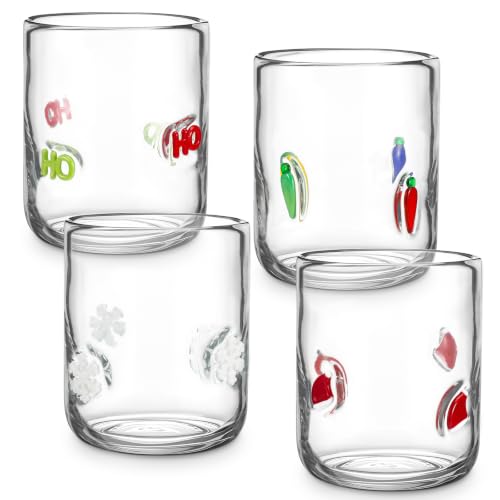 Tessco for you 4 PCS Christmas Icon Juice Glasses Set, Colorful Christmas by Tessco for you - Used condition - US$37.18