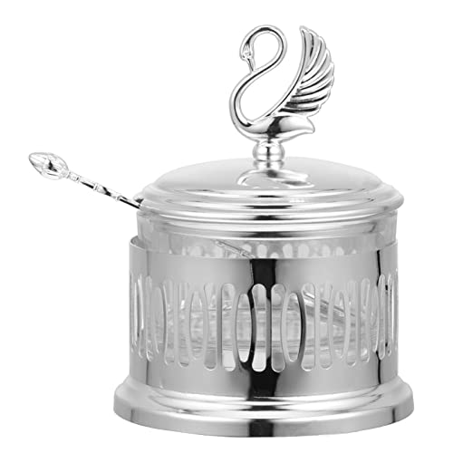BESTonZON glass jar glass sugar bowl cheese shaker containers seasoning dispenser: swan