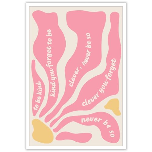 KFDJIG Inspirational Quote Canvas Wall Art Pink To Be Kind Posters Feminine Motivational Prints Painting Kindness Quote Affirmation Wall Decor For Living Room Bedroom Girly Room 12x16in Unframed