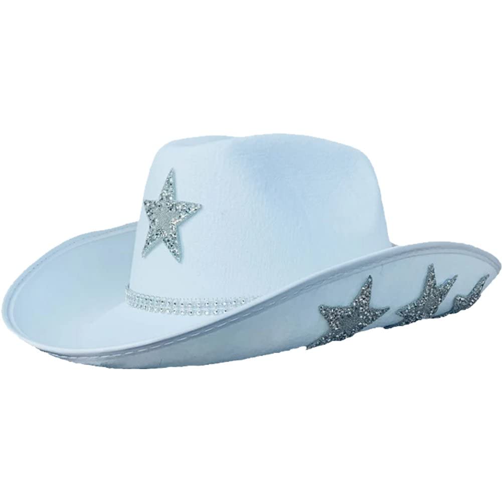 Baokuan Damas Pentagram Cowboy Hat Rhinestone Estrella Blanca Visor De Fiesta De Novia Gat De Moda Partido