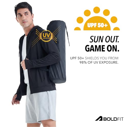 Image of Boldfit Sunscreen Jacket for Men & Women UPF 50+ Lightweight Sun Protection Jackets with Hood & Full Sleeves Quick Dry, Breathable Summer Wear for Running, Trekking, Travel & Outdoor