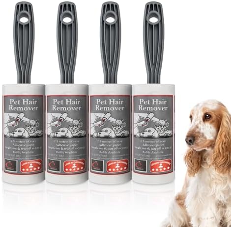 Caraselle Lint Rollers for Pet Hair - Cat & Dog Hair Remover, Lint Roller for Clothes, Furniture, Bedding, Car Interiors, Carpet, Picks up Lint, Hair, Fluff, Debris, 4 x 7.5m Lint Rollers