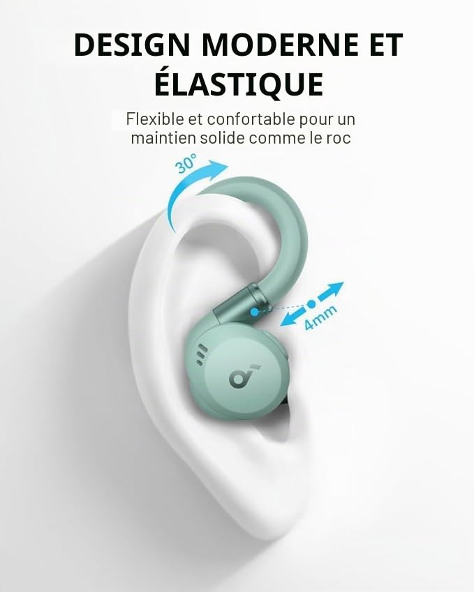 soundcore Anker Sport X20 Écouteurs d'entraînement sans Fil avec Crochets d'oreille rotatifs et Extensibles, réduction du Bruit, Basses Profondes, étanchéité IP68 (reconditionné)