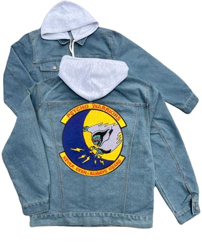 247EMBROIDERY 193rd special operations squadron psyops aviation embroidered patch hood jean jacket Blue