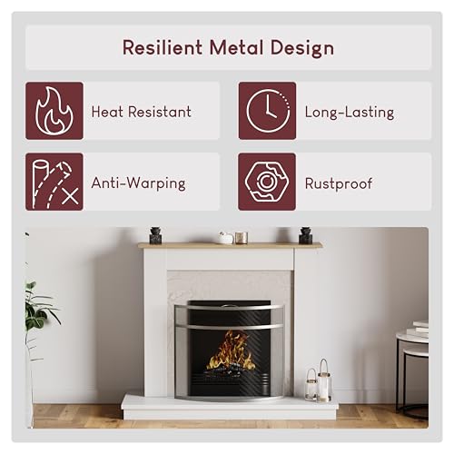 Home Discount Kaminschirm, Nickel, kostenlose Zustellung, 64x12x73