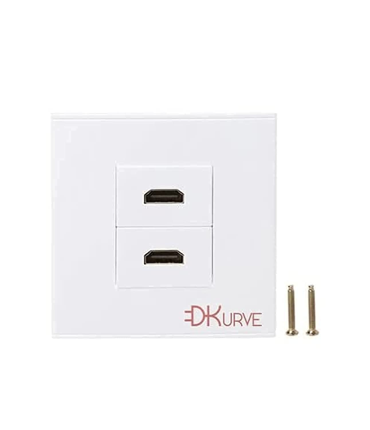 DKURVE® White HDMI compatible Wall Plate/Faceplate 86 Type Wall Panel Socket HDTV High Definition Digital TV Network Cable Outlet for Hotel Home Office Building (2 Port)