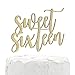 NANASUKO 16th Birthday Cake Topper - Sweet Sixteen - Double Sided Gold Glitter - Premium Quality Made in USA