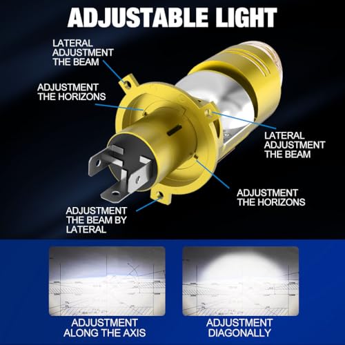 Image of MOTOLURGY H4 Dual Lens Projector LED Headlight Bulb - 6500K Super Bright White, Hi /Lo Beam, High Power CSP Chips, Universal Metal Body for All Bikes & Scooters (HJG)