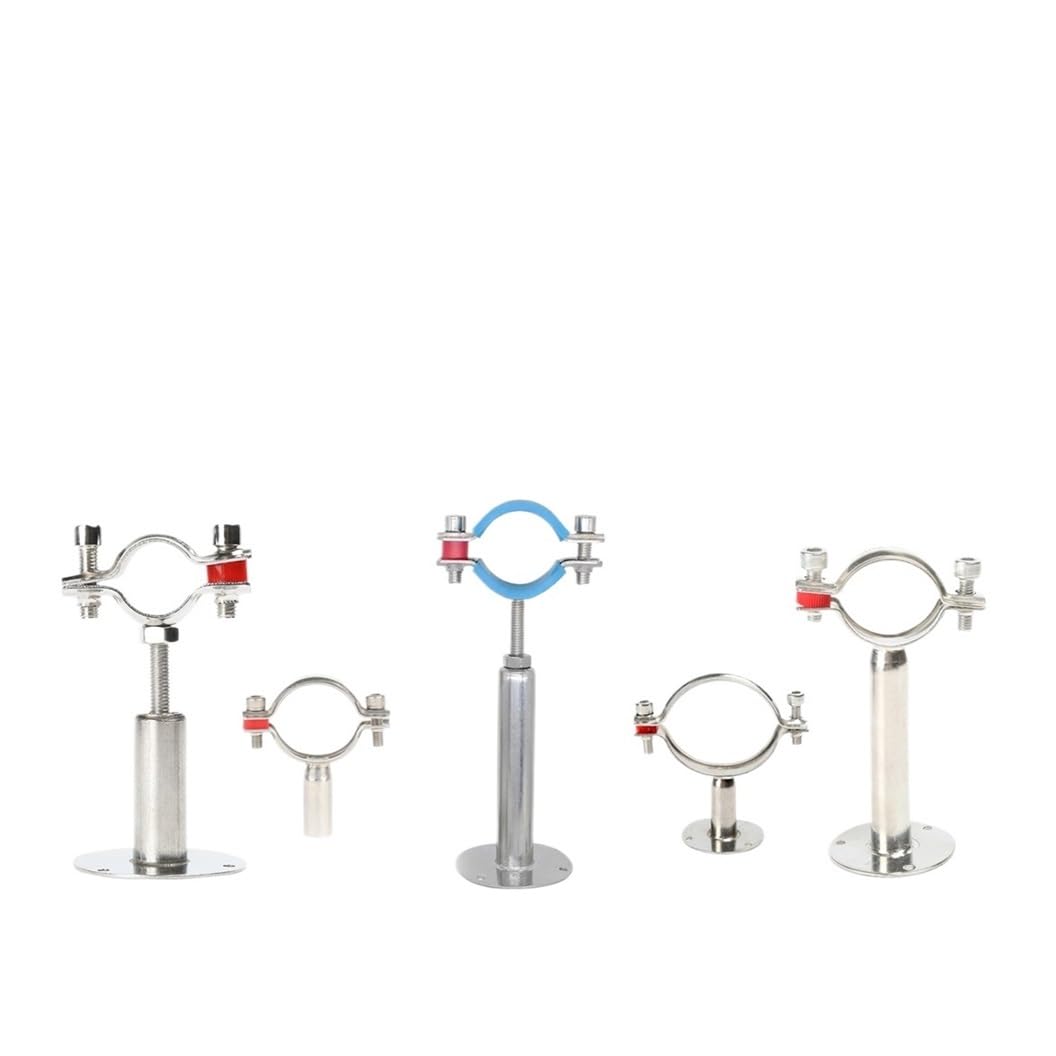 SS304 Pipe Hangers 1/2"-4" Tube Holders SS304 L=50/100mm Stainless Adjustable Pipe Bracket with Blue Insert Pipe Clamps(with Base L50MM,63-66mm)