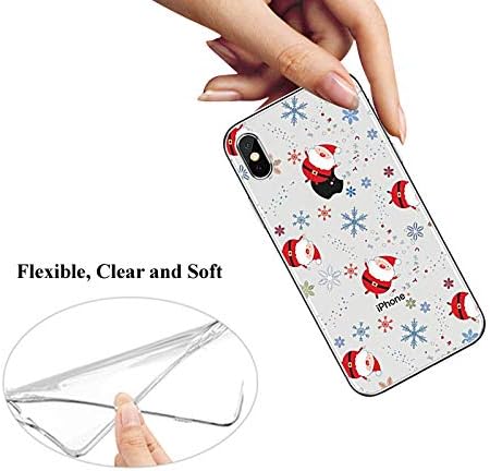 BoomTeck Case for iPhone Xs Max (6.5 inch), Christmas Slim Silicone Clear Cell Phone Protective Cover Ultra Thin Flexible Transparent TPU Back Skin Xmas Santa Claus Pattern