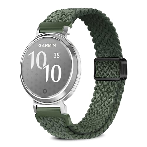 Magnetic Braided Watch Bands Compatible with Garmin Lily 2 Women Men,14mm Wristband,Replacement Nylon Sport Strap for Garmin Lily 2 Dark Olive Green by VanHooc - Used condition - US$9.91